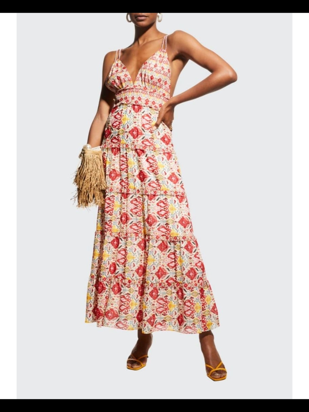 Alice + Olivia Karolina Braided-Strap Panel Maxi Dress in Vintage Market